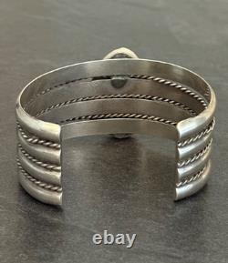 Vintage Native American Navajo Turquoise WIDE Sterling Bracelet 66+g 6.5 in