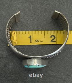 Vintage Native American Navajo Turquoise WIDE Sterling Bracelet 66+g 6.5 in