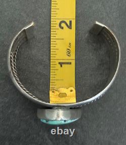 Vintage Native American Navajo Turquoise WIDE Sterling Bracelet 66+g 6.5 in