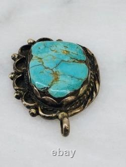 Vintage Native American Navajo Unsigned Turquoise Sterling Pendant OLD PAWN