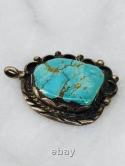 Vintage Native American Navajo Unsigned Turquoise Sterling Pendant OLD PAWN