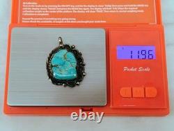Vintage Native American Navajo Unsigned Turquoise Sterling Pendant OLD PAWN
