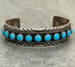Vintage Native American Navajo VERDY JAKE Turquoise Sterling Bracelet 6.25 in