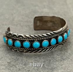 Vintage Native American Navajo VERDY JAKE Turquoise Sterling Bracelet 6.25 in