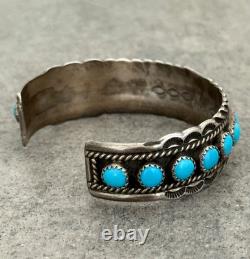 Vintage Native American Navajo VERDY JAKE Turquoise Sterling Bracelet 6.25 in