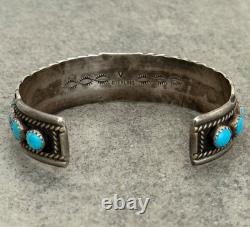 Vintage Native American Navajo VERDY JAKE Turquoise Sterling Bracelet 6.25 in