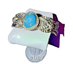 Vintage Native American Navajo made Silver Bracelet Beautiful Turquoise K-Billah