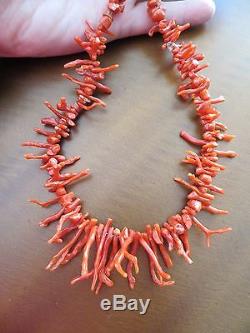 Vintage Native American Navajo sterling Red color branch Coral necklace