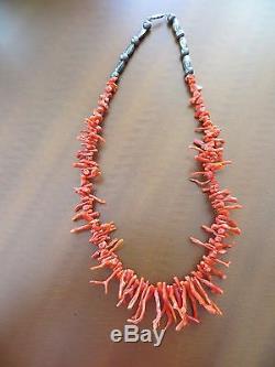 Vintage Native American Navajo sterling Red color branch Coral necklace