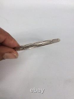 Vintage Native American Navajo sterling Silver Stamp Bangle Bracelet