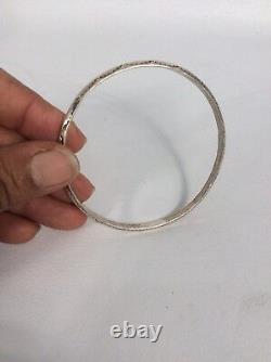 Vintage Native American Navajo sterling Silver Stamp Bangle Bracelet