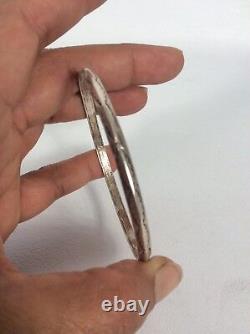 Vintage Native American Navajo sterling Silver Stamp Bangle Bracelet