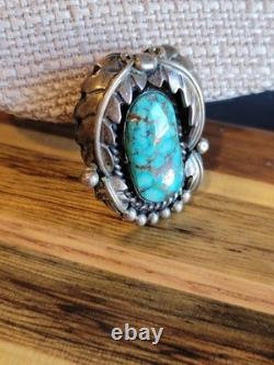 Vintage Native American Navajo sterling silver Pendant/spiderweb turquoise stone