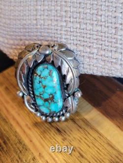 Vintage Native American Navajo sterling silver Pendant/spiderweb turquoise stone