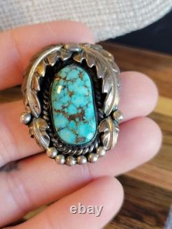 Vintage Native American Navajo sterling silver Pendant/spiderweb turquoise stone