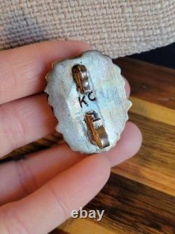 Vintage Native American Navajo sterling silver Pendant/spiderweb turquoise stone