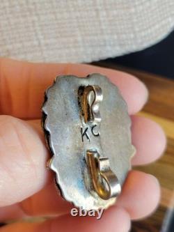 Vintage Native American Navajo sterling silver Pendant/spiderweb turquoise stone