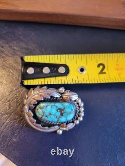 Vintage Native American Navajo sterling silver Pendant/spiderweb turquoise stone