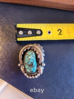 Vintage Native American Navajo sterling silver Pendant/spiderweb turquoise stone