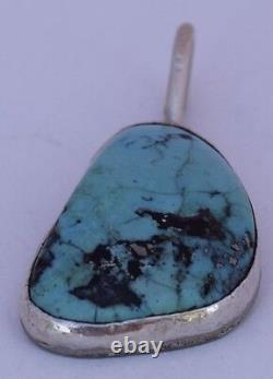 Vintage Native American Navajo sterling silver & fine Morenci Turquoise pendant