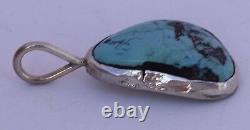 Vintage Native American Navajo sterling silver & fine Morenci Turquoise pendant