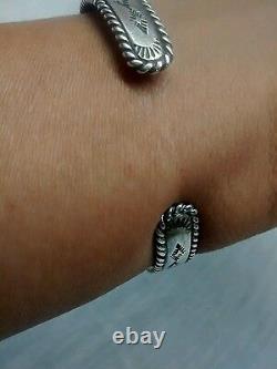 Vintage Native American Navajo sterling silver stamp cuff bracelet