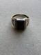 Vintage Native American Navajo style ring rectangular black onyx stone set Ex Cd