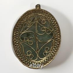 Vintage Native American Necklace Pendant Synthetic Jade Jadeite Copper Jewlery