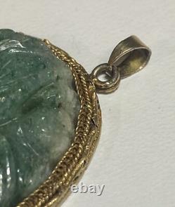 Vintage Native American Necklace Pendant Synthetic Jade Jadeite Copper Jewlery