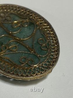 Vintage Native American Necklace Pendant Synthetic Jade Jadeite Copper Jewlery