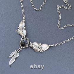 Vintage Native American Necklace. Sterling Silver. Onyx. Navajo Jewelry