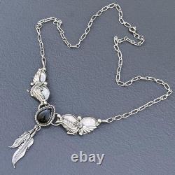 Vintage Native American Necklace. Sterling Silver. Onyx. Navajo Jewelry