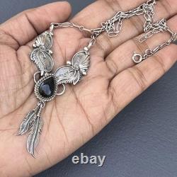 Vintage Native American Necklace. Sterling Silver. Onyx. Navajo Jewelry