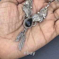 Vintage Native American Necklace. Sterling Silver. Onyx. Navajo Jewelry