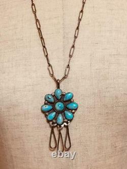 Vintage Native American Necklace Turquoise Jewelry Pendant Men Silver Women Rare