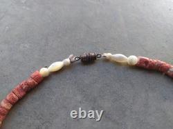 Vintage Native American Red Coral Necklace 18 Inches Horned Coral Pendant