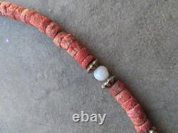 Vintage Native American Red Coral Necklace 18 Inches Horned Coral Pendant