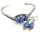 Vintage Native American Richard Begay Sterling Denim Lapis Bracelet Earrings 879