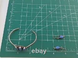 Vintage Native American Richard Begay Sterling Denim Lapis Bracelet Earrings 879
