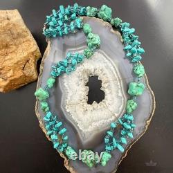 Vintage Native American Rough & Chunky Turquoise & Beads 22 Necklace For Women