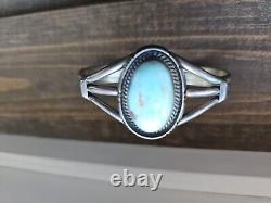 Vintage Native American SIGNED MP Sterling Silver Turquoise Cuff Bracelet