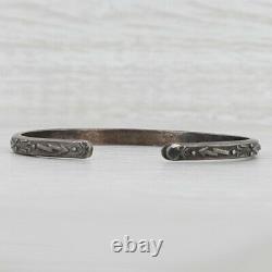 Vintage Native American Set of 2 Cuff Bracelets Sterling Silver Stamped