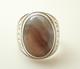 Vintage Native American Signed Agate Cabochon Sterling Silver Band Ring Sz 9
