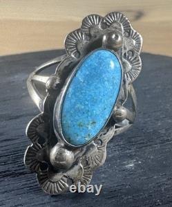 Vintage Native American Signed SB Sterling Silver, Turquoise Ring Size 9.5