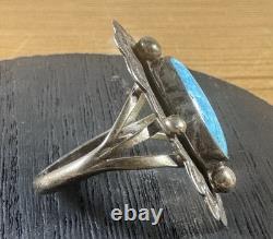 Vintage Native American Signed SB Sterling Silver, Turquoise Ring Size 9.5