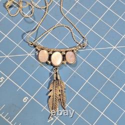 Vintage Native American Signed Sterling Feather Necklace
