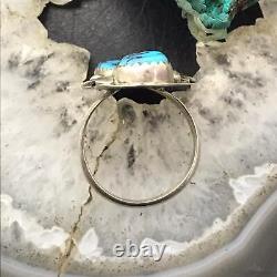 Vintage Native American Silver 2 Turquoise Floral Ring Size 6.5 For Women
