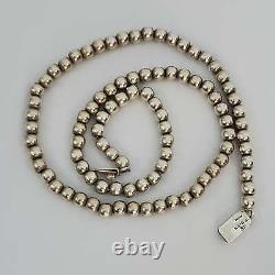 Vintage Native American Silver Bead Necklace 21-3/4 Stamped TN-49/925
