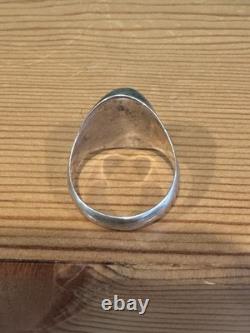 Vintage Native American Silver, Malachite Men's Ring Large, Heavy Size 12