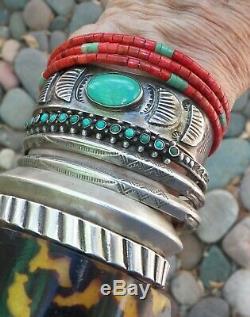 Vintage Native American Silver Stamped Double Carinated Wire Cuff Bracelet Sm